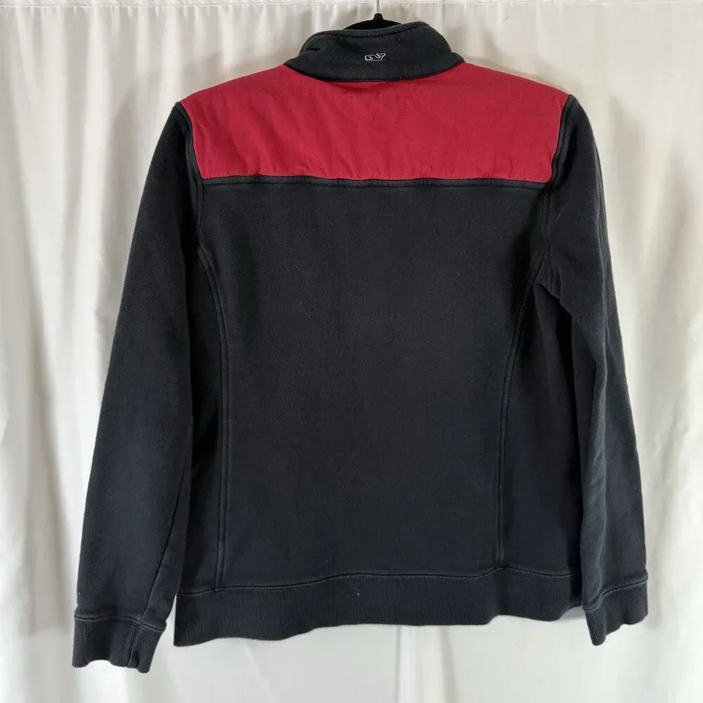 Vineyard Vines Sweater Boys Medium Black 1/4 Zip Turtleneck Pullover 100% Cotton